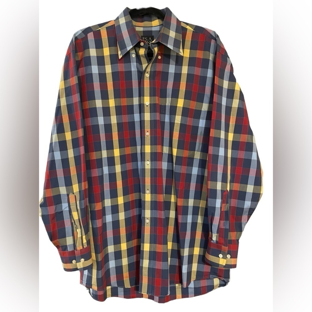 Jos. A. Bank Traveler’s Collection Size M long sleeve button down plaid shirt